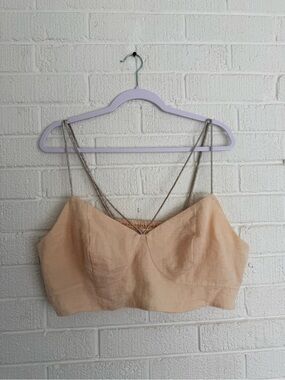 H&M Beige Linen-Look Cami with Delicate Chain Straps